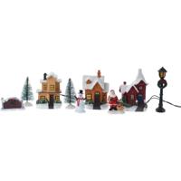 Kerstdorp landschap - accessoires - met led verlichting - 10-delig - christmas village - thumbnail