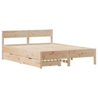 vidaXL Bedframe met hoofdbord massief grenenhout 150x200 cm, bed, bed ombouw, twijfelaar bed, bedbodem, slaapkamermeubel, 2 persoonsbed