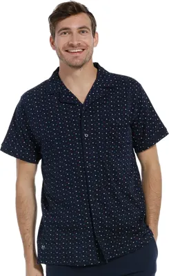 Heren pyjama jasje Korte mouw 100% katoen - Knoopsluiting - NOS - M - Blauw - M - M - M