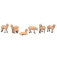 Schapen beeldjes - 6x st - 3,5 tot 5 cm - kunststof -miniatuur beeldjes/dierenbeeldjes