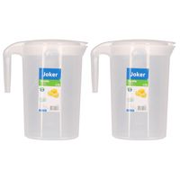 Schenkkan/waterkan - 2x - wit - 1750 ML - kunststof - 10 x 20 x 22 cm