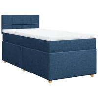 vidaXL Boxspring met matras stof blauw 90x190 cm