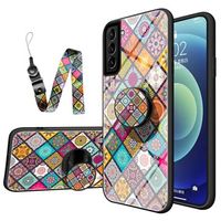 Geruit Patroon Samsung Galaxy S21+ 5G Hybrid Case - Kleurrijke Mandala - thumbnail