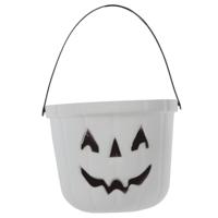 Trick or treat snoep emmertje - pompoen - glow in the dark - D20 cm - Halloween snoepjes emmer