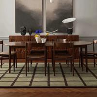 Layered - Vloerkleed Avenue Checked Olive Wool Rug - - thumbnail