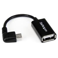 .com 12 cm rechtshoekige micro-USB-naar-USB-OTG-hostadapter MF - USB-adapter - USB (V) naar micro-USB type B (M) - USB 2.0 OTG - 12.7 cm - connector met hoek naar rechts - zwart