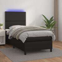 Boxspring met matras en LED kunstleer zwart 90x200 cm SKU: V3135861