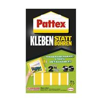 Pattex Kleben statt Bohren kleefstrips, sterke dubbelzijdige kleefband, verwijderbare kleefstrips, kleefband zet voorwerpen permanent vast zonder boren, 10 strips van elk 20 x 40 mm