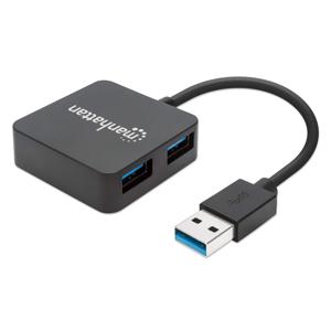 Manhattan 162296 interface hub USB 3.2 Gen 1 (3.1 Gen 1) Type-A 5000 Mbit/s Zwart