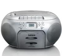 Lenco SCD-420SI Portable stereo FM Radio CD - Draagbare Cassettespeler met Auto stop - CD-speler met LCD scherm en Programmeerbaar geheugen - Grijs