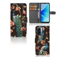 OPPO A77 5G | A57 5G Telefoonhoesje met Pasjes Pauw met Bloemen