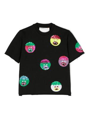 Caroline Bosmans T-shirt met pailletten - Zwart