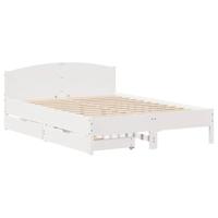 vidaXL Bedframe met hoofdbord massief grenenhout wit 150x200 cm, bed, bed ombouw, twijfelaar bed, bedbodem, slaapkamermeubel, 2 persoonsbed