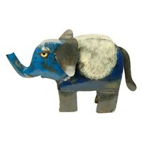 Metalen Olifant Safari Antiek Blauw (30 x 20 cm) - thumbnail