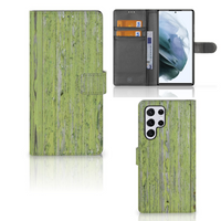 Samsung Galaxy S22 Ultra Book Style Case Green Wood - thumbnail