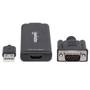 Manhattan 152426 video kabel adapter 1 m USB Type-A + VGA (D-Sub) HDMI Zwart