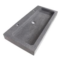Sanituba Grey Stone wastafel graniet met twee kraangaten 100cm