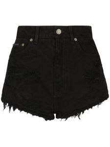 Dolce & Gabbana short en jean à effet usé - Noir