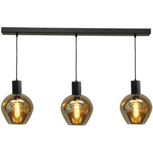 Masterlight Zwarte hanglamp eetkamer Bounty 3-lichts rond glas 2471-05-05-100-3-3