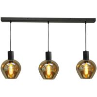 Masterlight Zwarte hanglamp eetkamer Bounty 3-lichts rond glas 2471-05-05-100-3-3