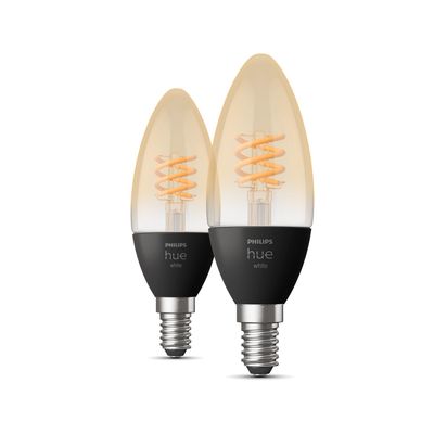 Philips Lighting Hue LED-lamp (2 stuks) 871951430221100 Energielabel: G (A - G) Hue White E14 Kerze Doppelpack Filament 2x300lm E14 9 W Warmwit Energielabel: G