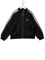 Versace Kids veste bomber en satin à logo imprimé - Noir