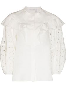 Chloé blouse volantée à broderie anglaise - Blanc