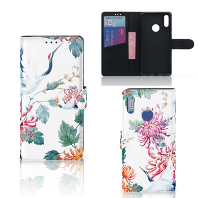 Huawei Y7 Pro | Y7 Prime (2019) Telefoonhoesje met Pasjes Bird Flowers