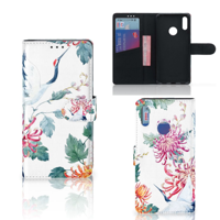 Huawei Y7 Pro | Y7 Prime (2019) Telefoonhoesje met Pasjes Bird Flowers