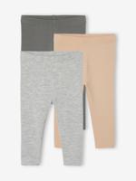 Set van 3 effen leggings Basics baby gemêleerd grijs - thumbnail