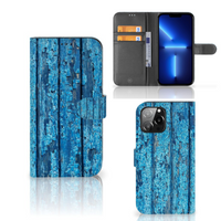 iPhone 13 Pro Max Book Style Case Wood Blue