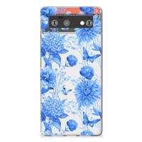 TPU Case voor Google Pixel 6 Flowers Blue - thumbnail