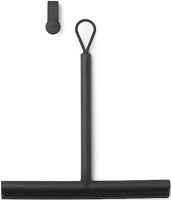 Brabantia ReNew Douchewisser met Deurhaak, Siliconen Borstel & Reinigingswisser voor Badkamerglas & Tegels, Zachte, Anti-Slip Handgreep, Corrosiebestendig, Dark Grey