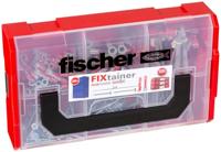 fischer FIXtainer SX fastener box met universele pluggen, schroeven en haken voor massieve en geperforeerde materialen, gereedschapskist met handvat en kliksysteem, bouw accessoires, 212 onderdelen
