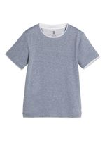 Brunello Cucinelli Kids t-shirt à ornements métalliques - Bleu