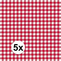 5x pakjes Oktoberfest Servetten geruit rood/wit 3-laags 20 stuks