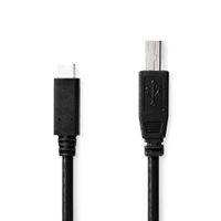 Nedis CCGB60650BK20 Usb-kabel Usb 2.0 Usb-c™ Male Usb-b Male 480 Mbps Vernikkeld 2.00 M Rond Pvc Zwart Doos - thumbnail