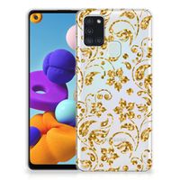 Samsung Galaxy A21s TPU Case Gouden Bloemen - thumbnail