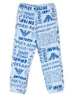 Emporio Armani Kids pantalon de jogging à logo imprimé - Bleu