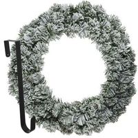 Kerstkrans 60 cm - groen - besneeuwd - met hanger/ophanghaak - kerstversiering