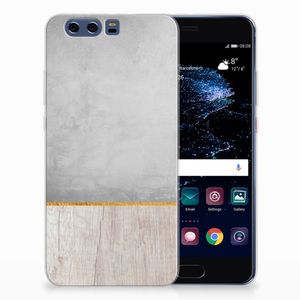 Huawei P10 Plus Bumper Hoesje Wood Concrete