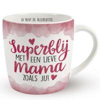 Cadeau koffie/thee mok moeder - wit/roze - lieve mama - porselein - Moederdag   -