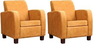 Set van 2 Cognac leren landelijke fauteuils Joy - poot hout bruin - Kenia Leer Cognac (cognac leer)