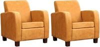 Set van 2 Cognac leren landelijke fauteuils Joy - poot hout bruin - Kenia Leer Cognac (cognac leer) - thumbnail