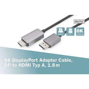 Digitus DB-340305-018-S DisplayPort-kabel DisplayPort Adapterkabel DisplayPort-stekker, HDMI-A-stekker 1.8 m Zwart 8K UHD, Afgeschermd (drievoudig), Flexibel,