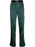 TOM FORD pantalon satiné à taille à logo - Vert