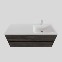 Badkamermeubel Solid Surface BWS Oslo 120x46 cm Rechts Wood Dark Brown (met 1 kraangat) - thumbnail