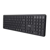 Trust Vaiya Dradloos Toetsenbord Bluetooth + 2.4 GHz QWERTY US Layout, Multi-Device Bluetooth Keyboard met Oplaadbare Batterij, 55% Gerecycled Materiaal, Windows iOS iPadOS macOS Android, Zwart