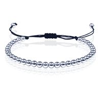 Macrame Armband Dames - 5mm Zilveren Kralen