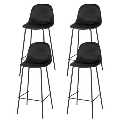 Trendy Velvet Barkruk met Metalen poten - Velvet zwart - Luxe uitstraling - Set van 4 stuks - Trendy - Modern - Zithoogte 76cm - 106x42x44cm Trendy Velvet Barkruk met Metalen poten - Velvet zwart - Luxe uitstraling - Set van 4 stuks - Trendy - Modern - Zithoogte 76cm - 106x42x44cm
